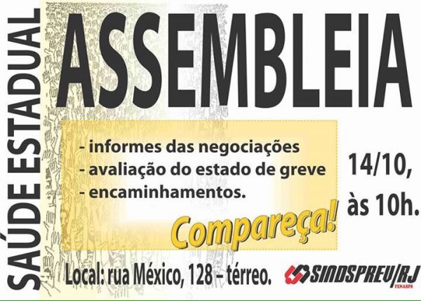 Convocação para Assembléia - Saúde Estadual - Sindsprev/RJ