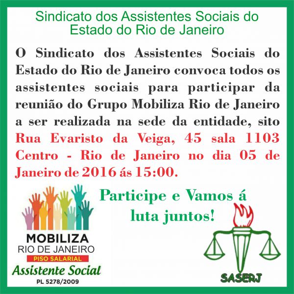 Convocação para reunião grupo Mobiliza Rio de Janeiro
