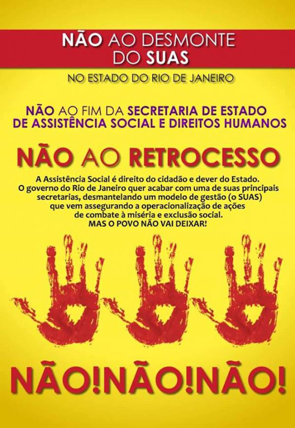 NÃO AO FIM DA SECRETARIA DE ESTADO DE ASSISTÊNCIA SOCIAL E DIREITOS HUMANOS