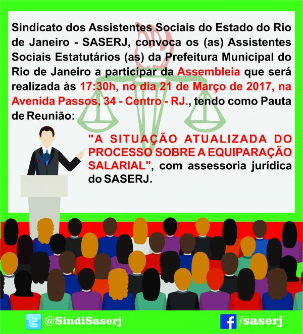 Convocação aos Assistentes Sociais da Prefeitura - RJ para Assembleia