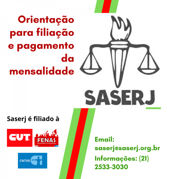 ORIENTAÇÕES PARA FILIAÇÃO AO SASERJ E PAGAMENTO DA MENSALIDADE