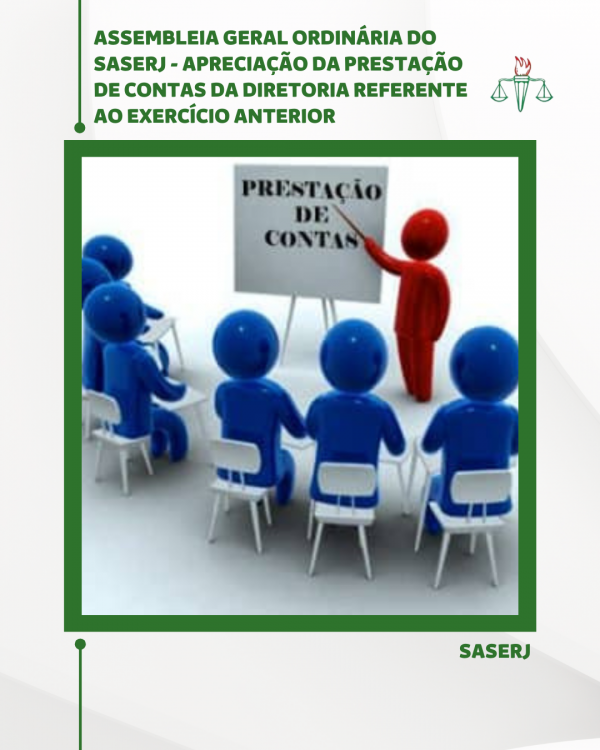 Convocação para Assembleia Geral Ordinária do SASERJ - Apreciação da prestação de contas da Diretoria referente ao exercício anterior